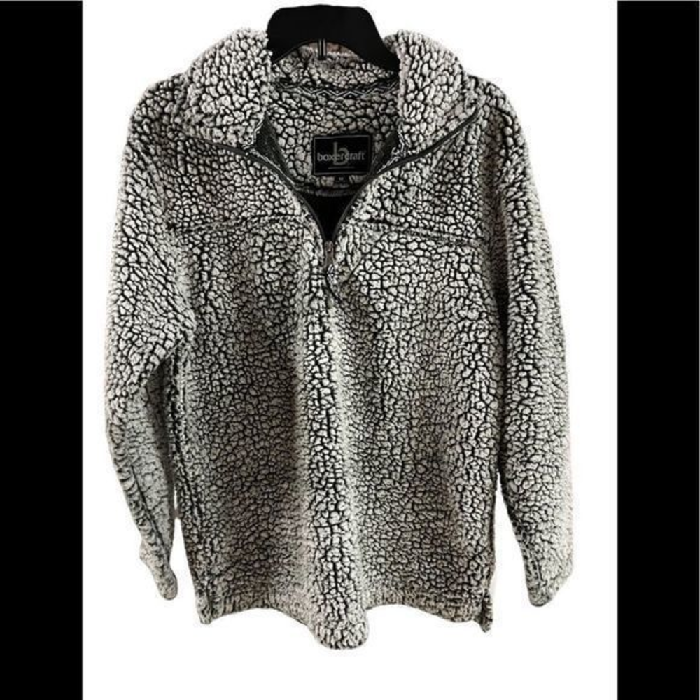 Boxercraft 1/4 zip fuzzy Sherpa pullover  jacket size medium‎